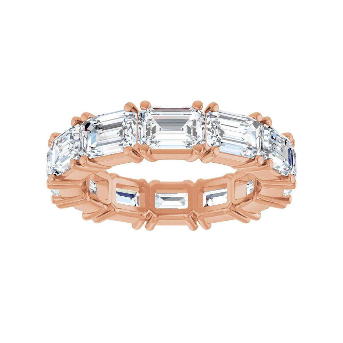 Sapphire Row Natural Diamond Emerald-Cut Eternity Band - 14K Rose Gold, 5.8 × 4.2 mm, 7 (view 3)