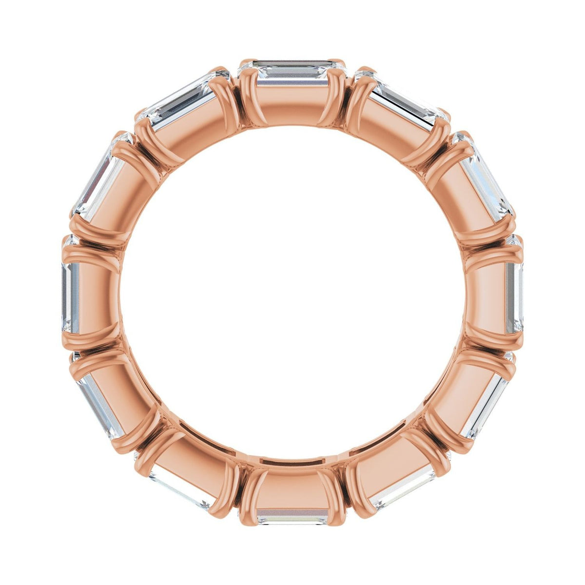 Sapphire Row Natural Diamond Emerald-Cut Eternity Band - 14K Rose Gold, 5.8 × 4.2 mm, 8 (view 2)