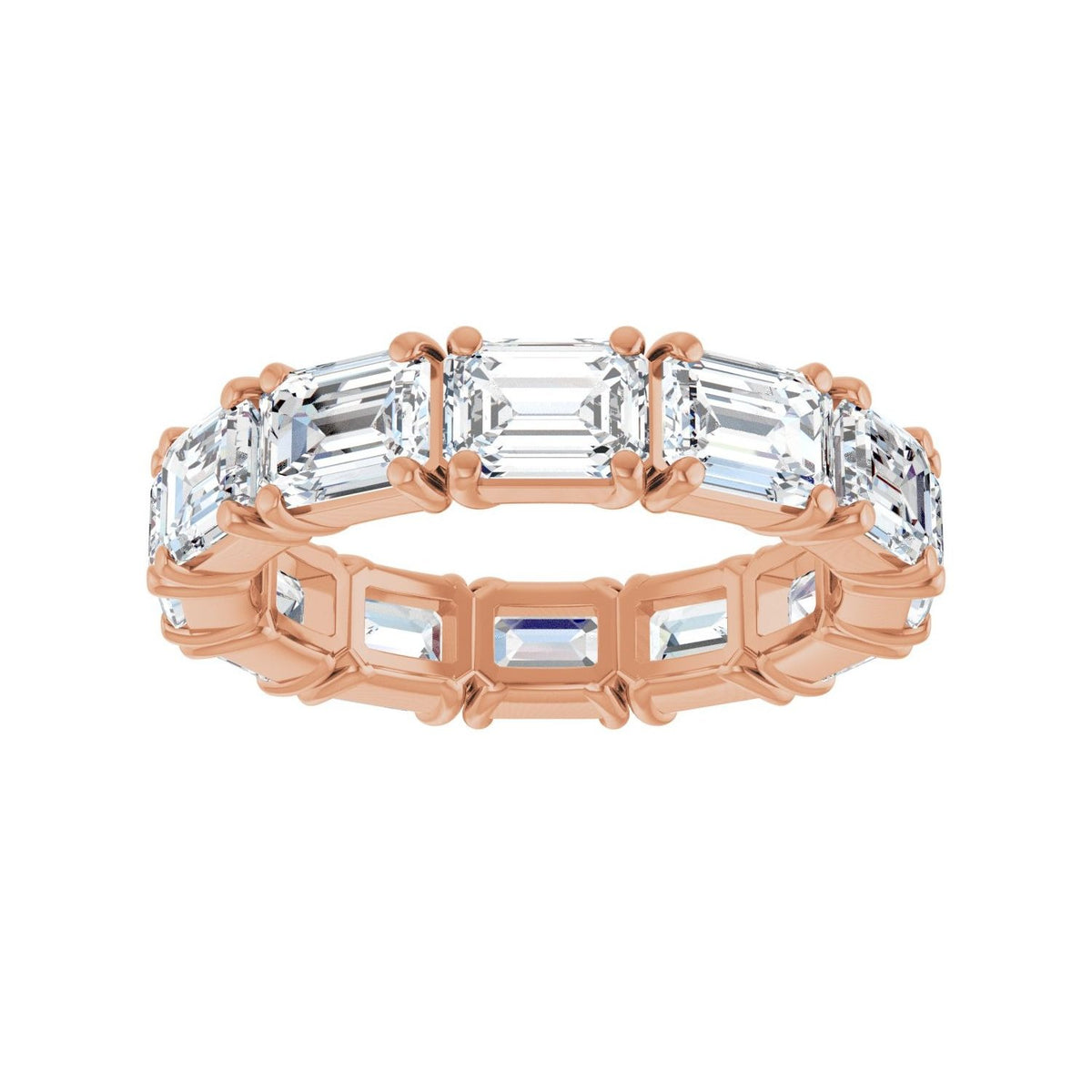Sapphire Row Natural Diamond Emerald-Cut Eternity Band - 14K Rose Gold, 5.8 × 4.2 mm, 8 (view 3)