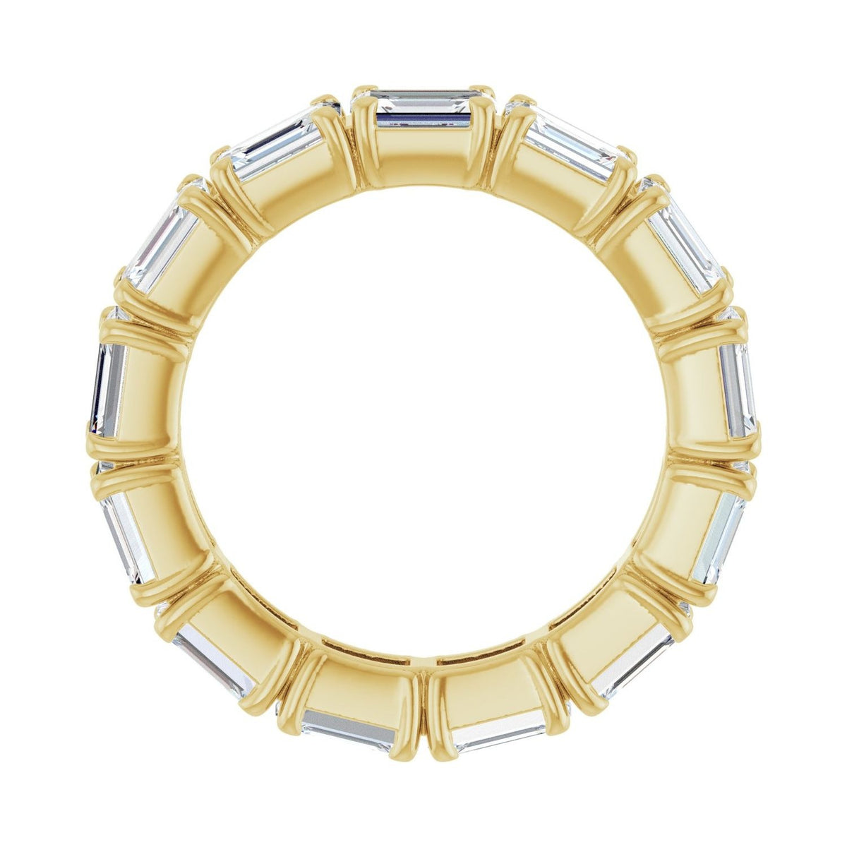 Sapphire Row Natural Diamond Emerald-Cut Eternity Band - 14K Yellow Gold, 5 × 3.5 mm, 6 (view 2)