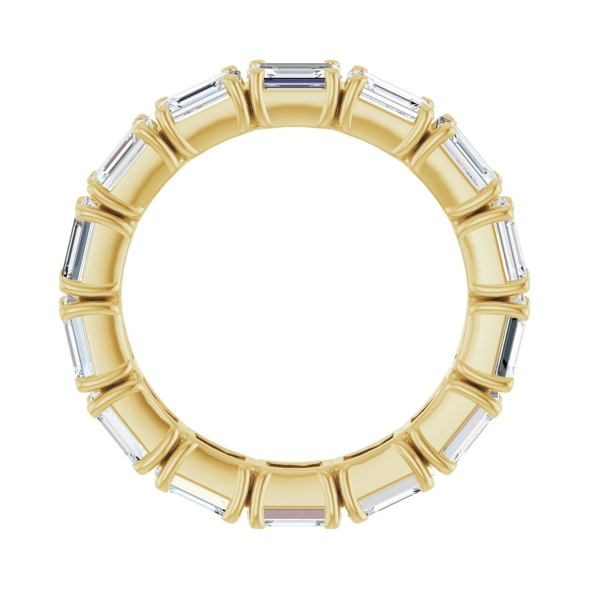 Sapphire Row Natural Diamond Emerald-Cut Eternity Band - 14K Yellow Gold, 5 × 3.5 mm, 8 (view 2)