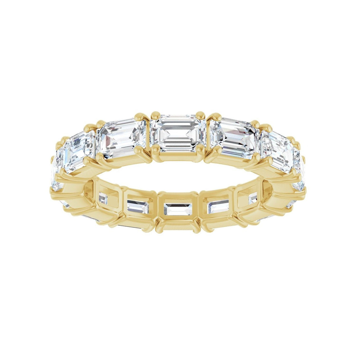 Sapphire Row Natural Diamond Emerald-Cut Eternity Band - 14K Yellow Gold, 5 × 3.5 mm, 8 (view 3)