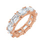 Sapphire Row Natural Diamond Emerald-Cut Eternity Band - 14K Rose Gold, 5.8 × 4.2 mm, 5.5