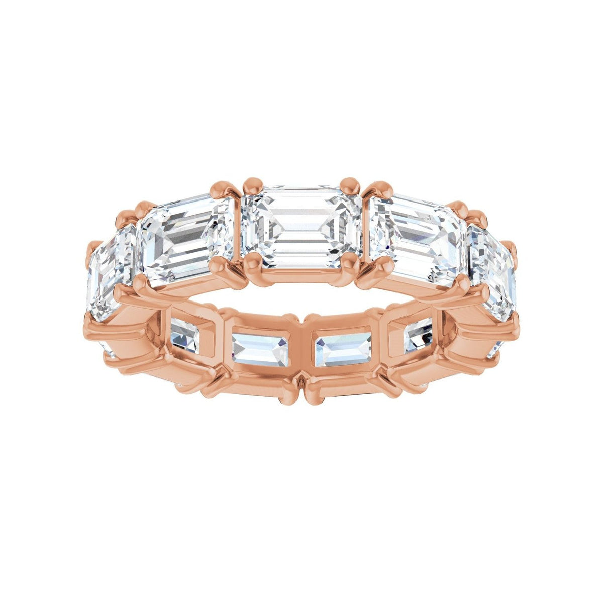 Sapphire Row Natural Diamond Emerald-Cut Eternity Band - 14K Rose Gold, 5.8 × 4.2 mm, 5.5 (view 3)