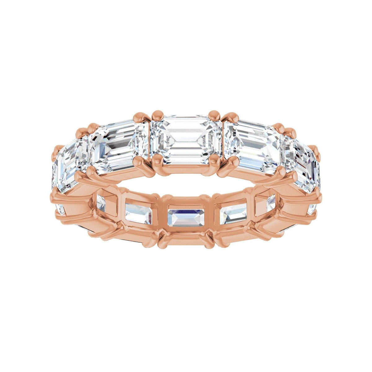 Sapphire Row Natural Diamond Emerald-Cut Eternity Band - 14K Rose Gold, 5.8 × 4.2 mm, 6.5 (view 3)