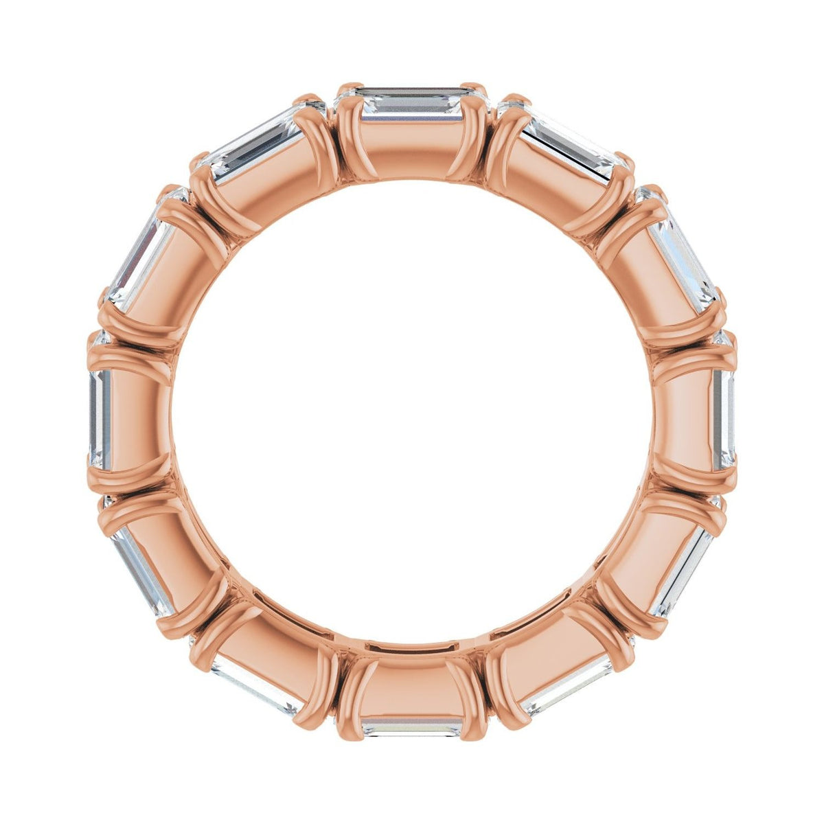Sapphire Row Natural Diamond Emerald-Cut Eternity Band - 14K Rose Gold, 5.8 × 4.2 mm, 7.5 (view 2)