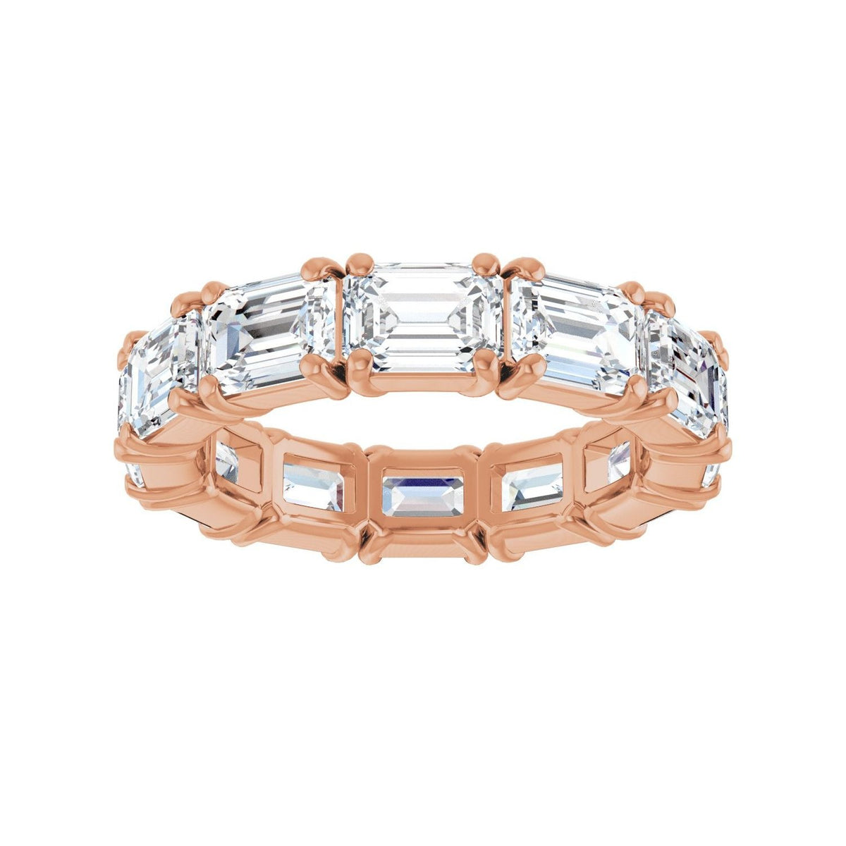 Sapphire Row Natural Diamond Emerald-Cut Eternity Band - 14K Rose Gold, 5.8 × 4.2 mm, 7.5 (view 3)