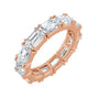 Sapphire Row Natural Diamond Emerald-Cut Eternity Band - 14K Rose Gold, 5.8 × 4.2 mm, 8.5