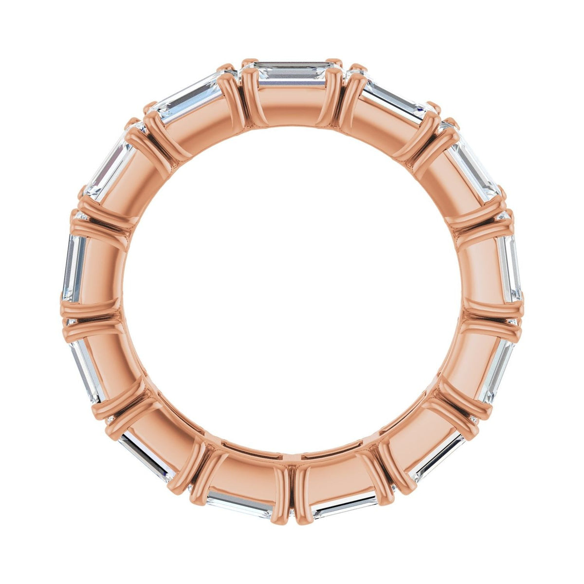 Sapphire Row Natural Diamond Emerald-Cut Eternity Band - 14K Rose Gold, 5.8 × 4.2 mm, 8.5 (view 2)