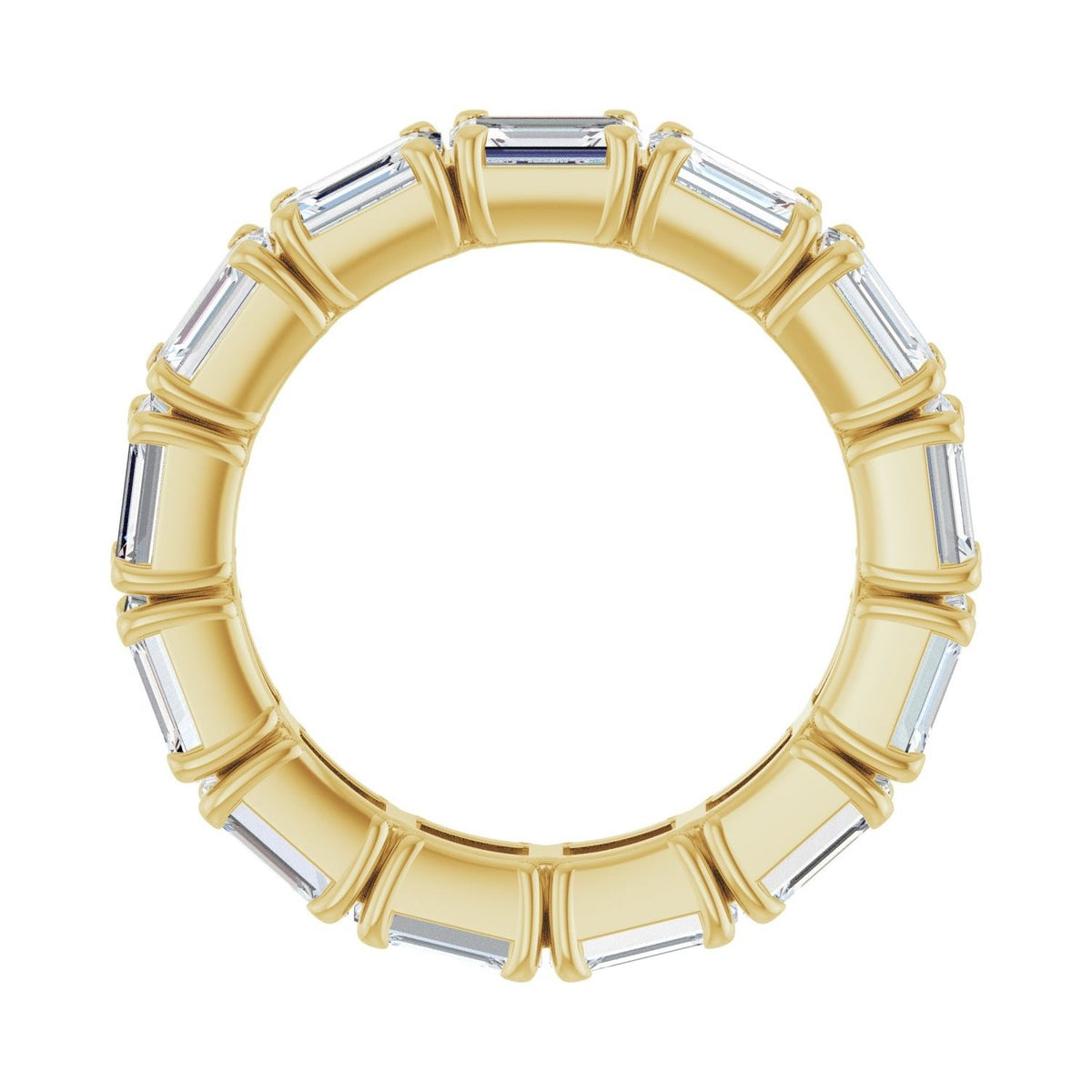 Sapphire Row Natural Diamond Emerald-Cut Eternity Band - 14K Yellow Gold, 5 × 3.5 mm, 5.5 (view 2)