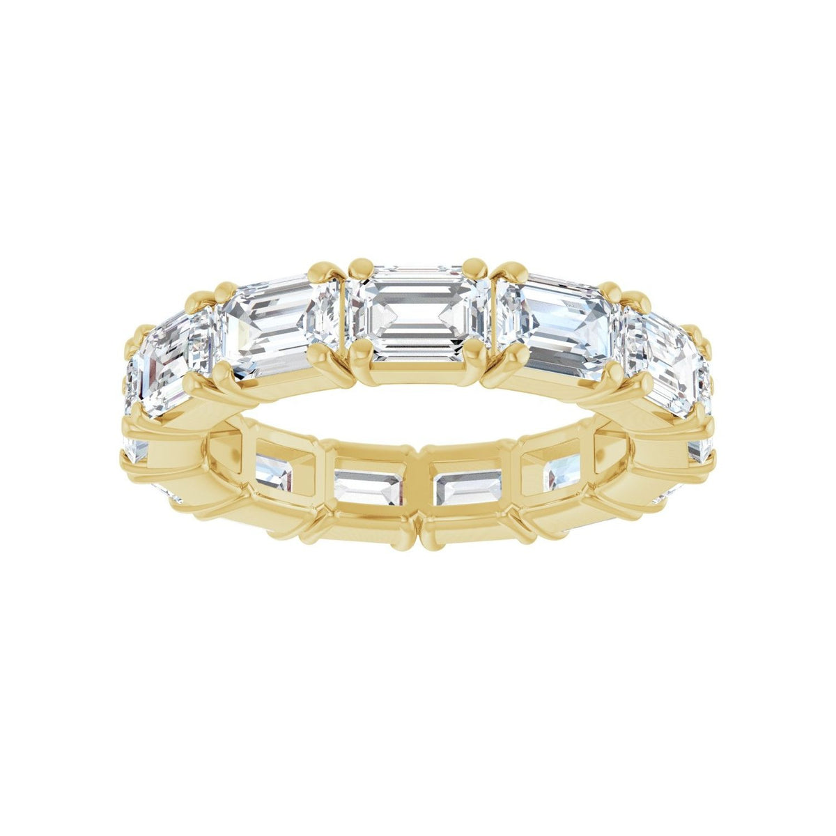 Sapphire Row Natural Diamond Emerald-Cut Eternity Band - 14K Yellow Gold, 5 × 3.5 mm, 5.5 (view 3)