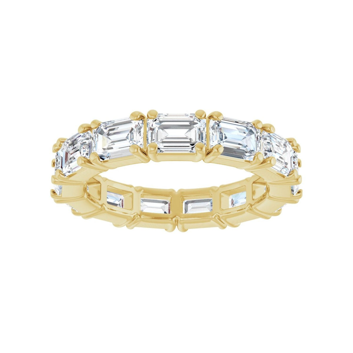 Sapphire Row Natural Diamond Emerald-Cut Eternity Band - 14K Yellow Gold, 5 × 3.5 mm, 6.5 (view 3)
