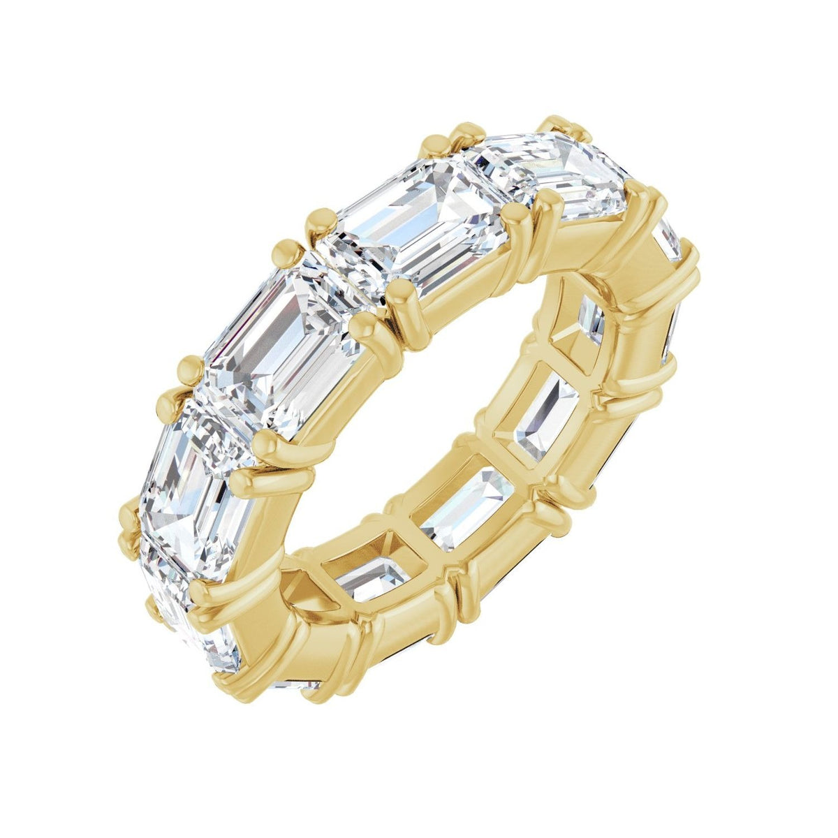 Sapphire Row Natural Diamond Emerald-Cut Eternity Band - 14K Yellow Gold, 5.8 × 4.2 mm, 4