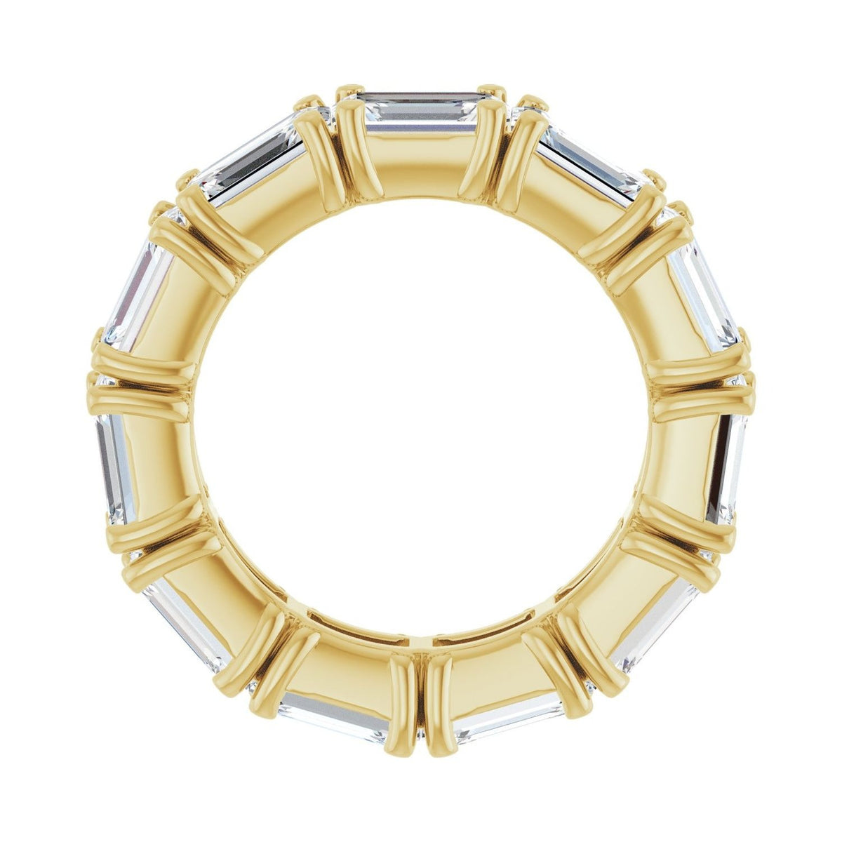 Sapphire Row Natural Diamond Emerald-Cut Eternity Band - 14K Yellow Gold, 5.8 × 4.2 mm, 4 (view 2)