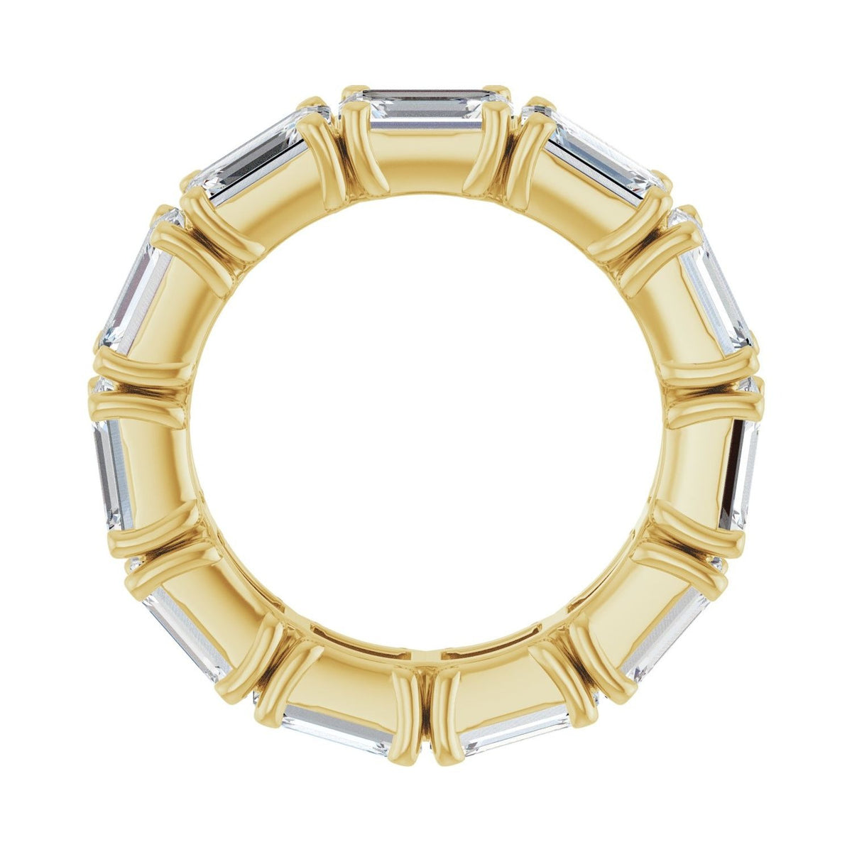 Sapphire Row Natural Diamond Emerald-Cut Eternity Band - 14K Yellow Gold, 5.8 × 4.2 mm, 5 (view 2)