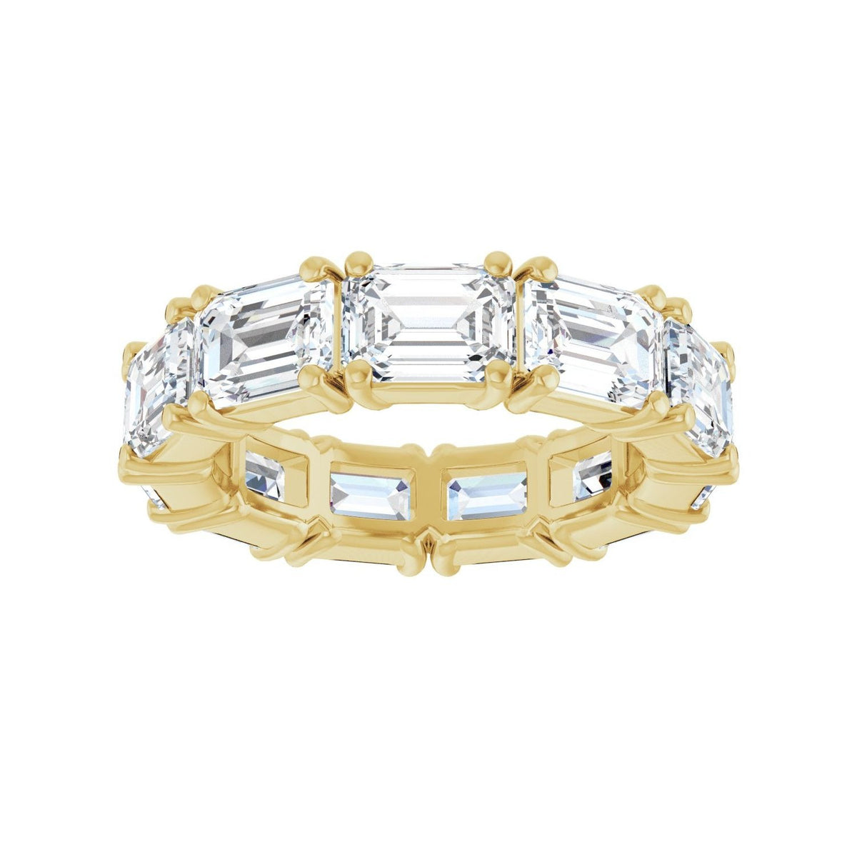 Sapphire Row Natural Diamond Emerald-Cut Eternity Band - 14K Yellow Gold, 5.8 × 4.2 mm, 5 (view 3)