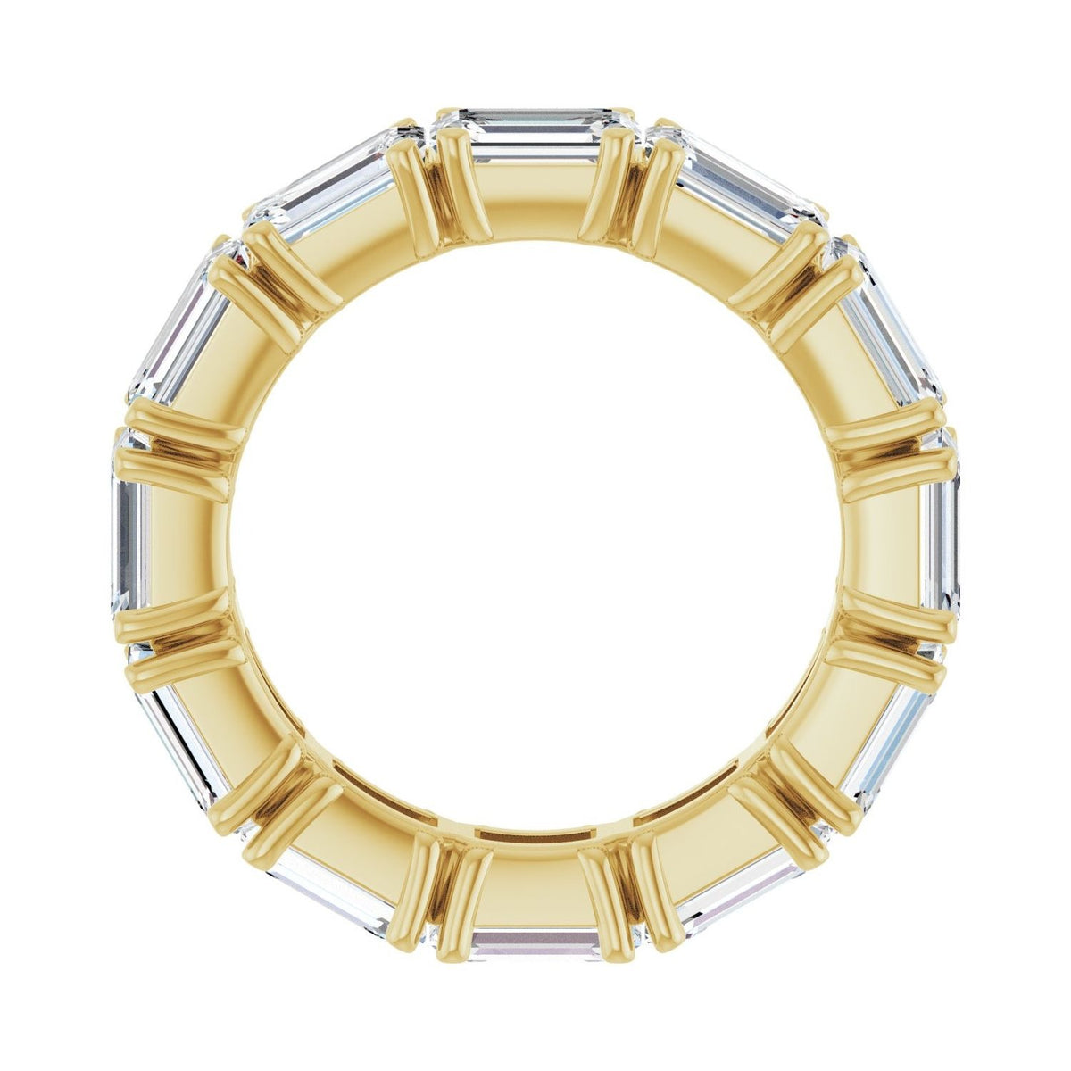 Sapphire Row Natural Diamond Emerald-Cut Eternity Band - 14K Yellow Gold, 5.8 × 4.2 mm, 7 (view 2)