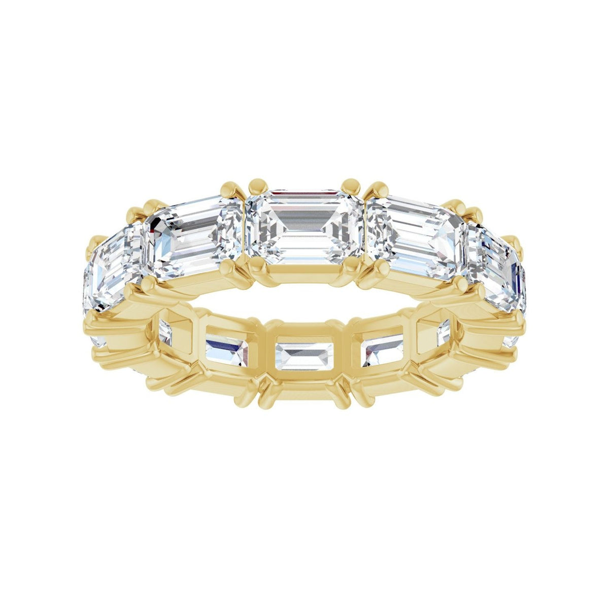 Sapphire Row Natural Diamond Emerald-Cut Eternity Band - 14K Yellow Gold, 5.8 × 4.2 mm, 7 (view 3)