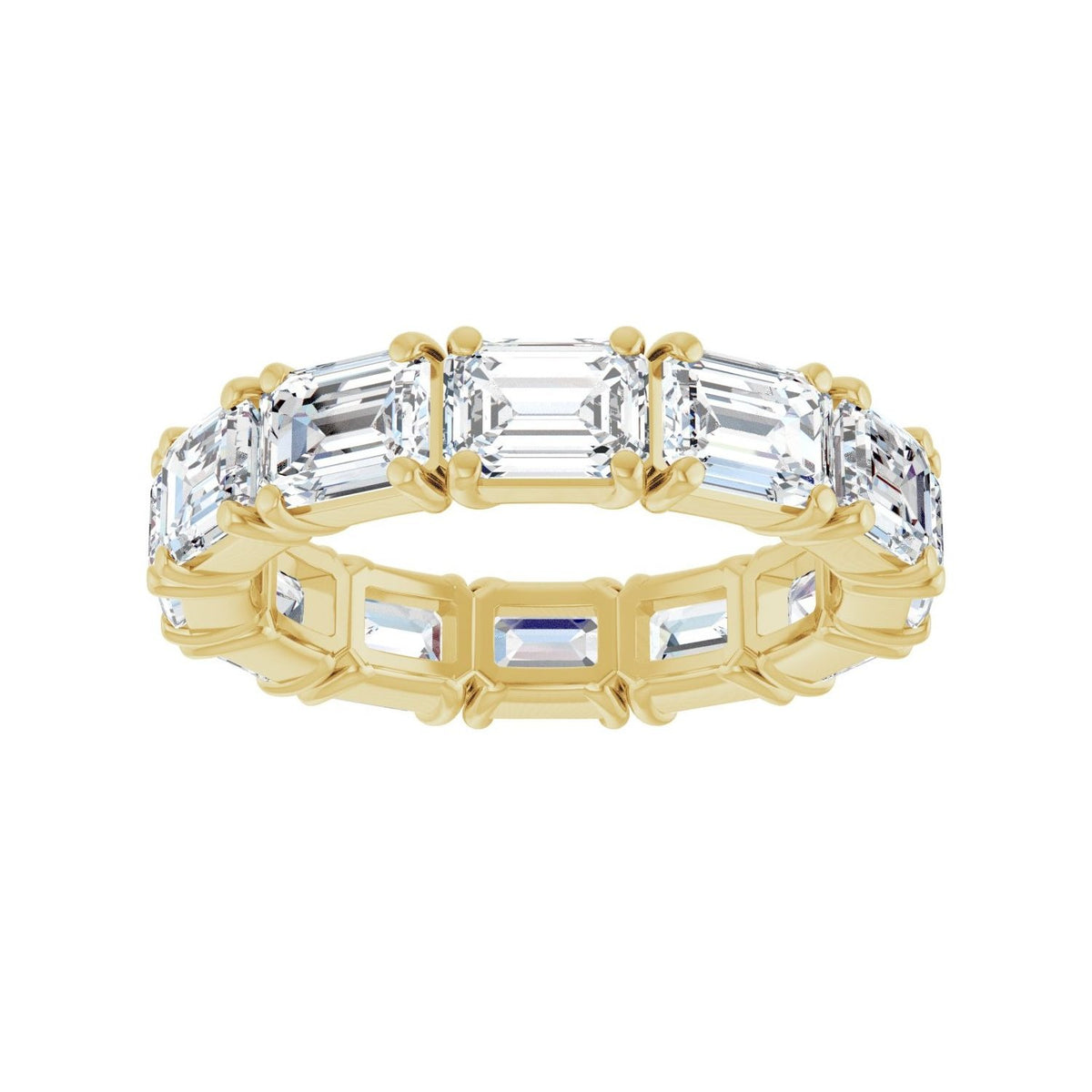 Sapphire Row Natural Diamond Emerald-Cut Eternity Band - 14K Yellow Gold, 5.8 × 4.2 mm, 8 (view 3)