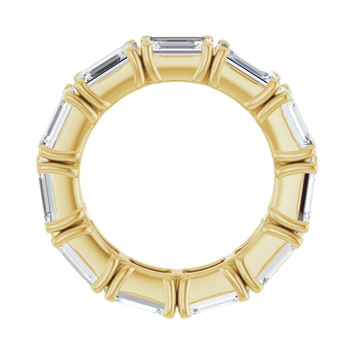 Sapphire Row Natural Diamond Emerald-Cut Eternity Band - 14K Yellow Gold, 5.8 × 4.2 mm, 4.5 (view 2)