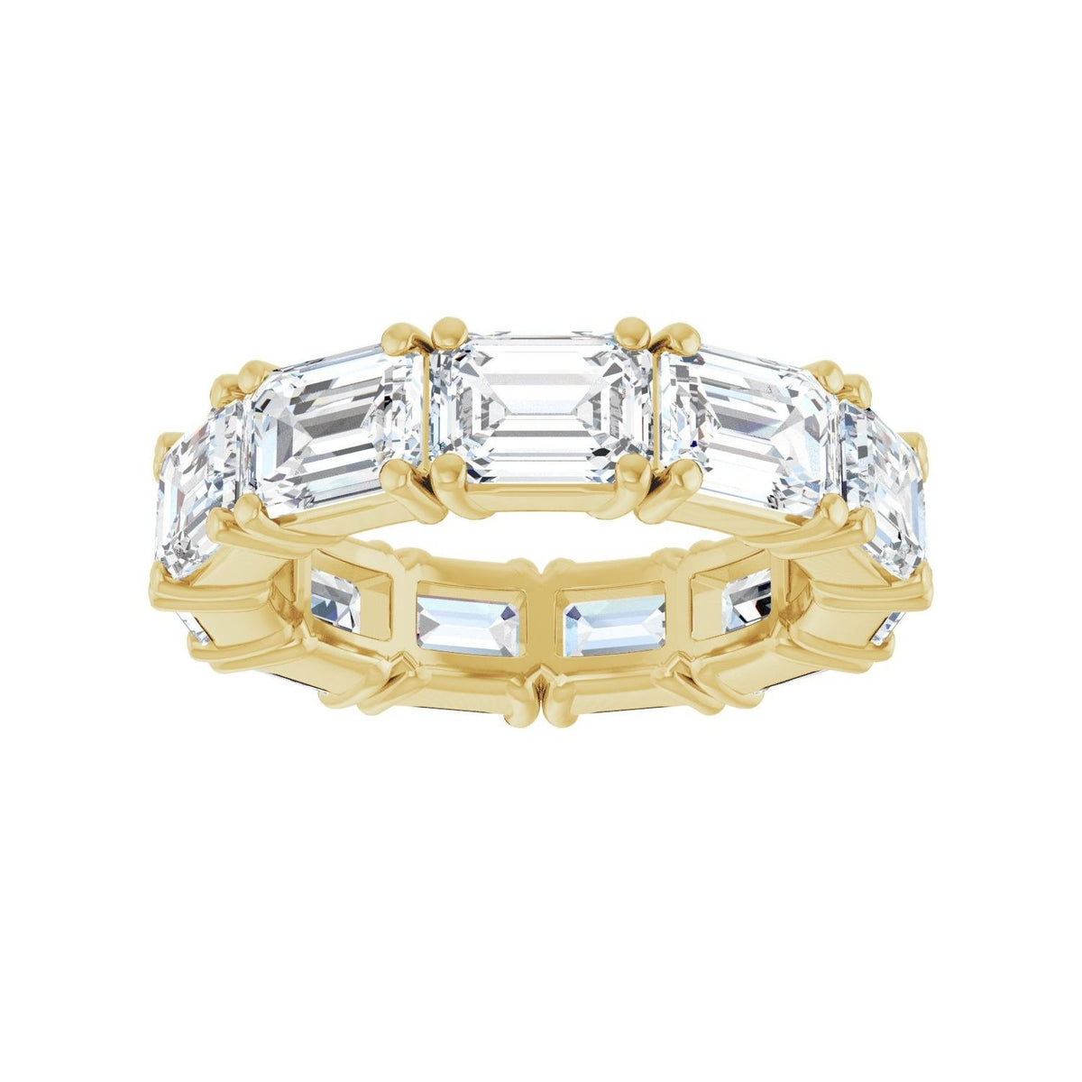 Sapphire Row Natural Diamond Emerald-Cut Eternity Band - 14K Yellow Gold, 5.8 × 4.2 mm, 4.5 (view 3)
