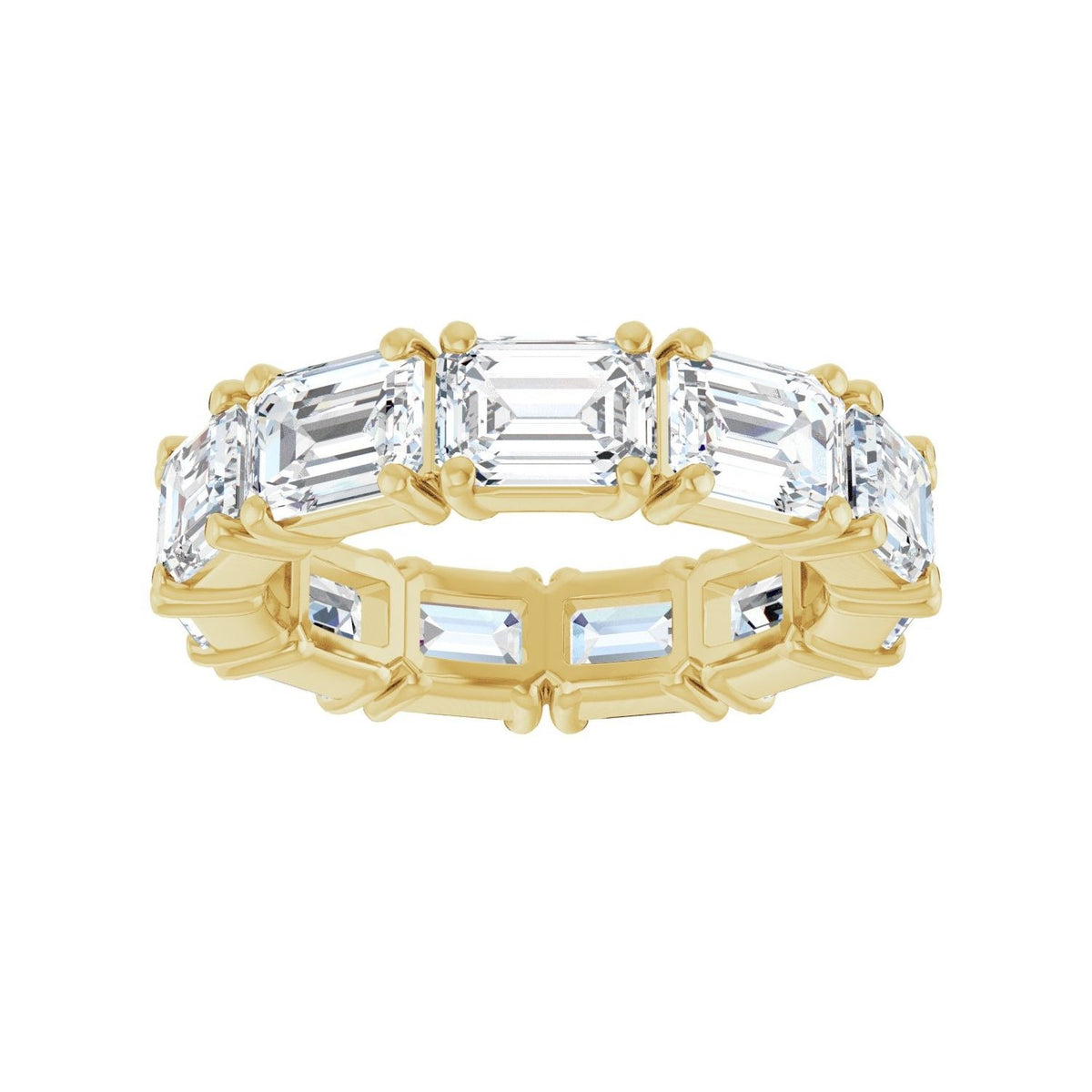 Sapphire Row Natural Diamond Emerald-Cut Eternity Band - 14K Yellow Gold, 5.8 × 4.2 mm, 5.5 (view 3)