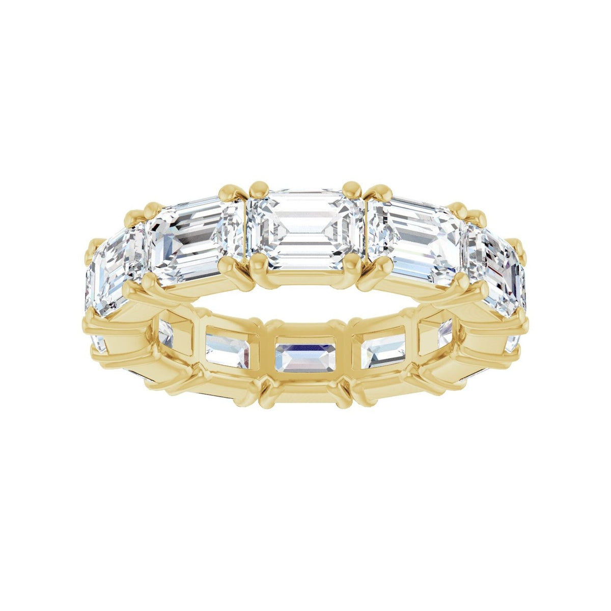 Sapphire Row Natural Diamond Emerald-Cut Eternity Band - 14K Yellow Gold, 5.8 × 4.2 mm, 6.5 (view 3)