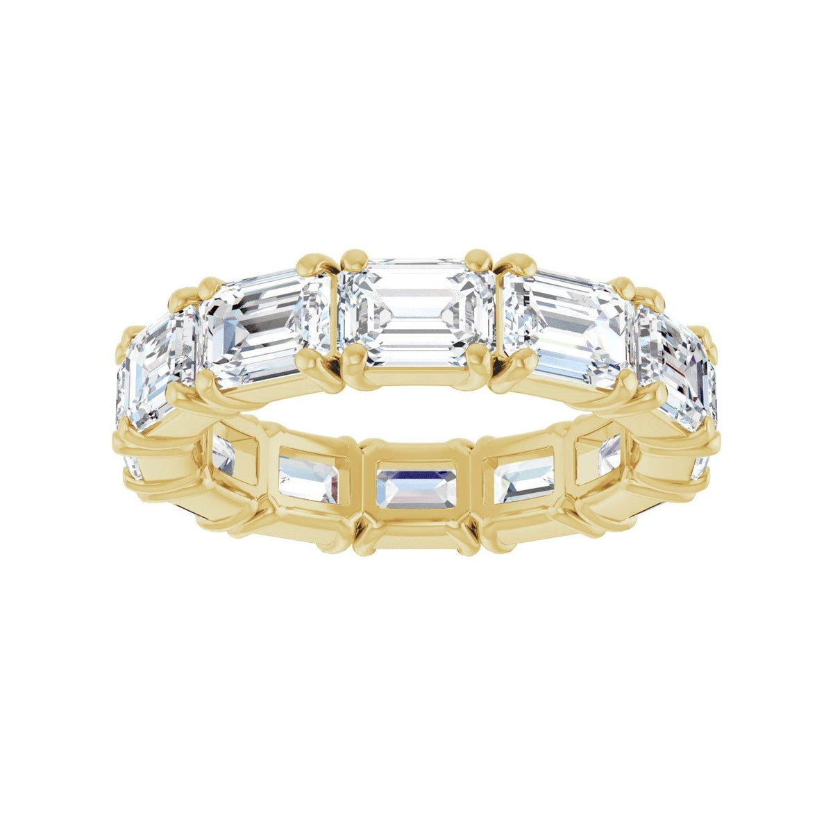 Sapphire Row Natural Diamond Emerald-Cut Eternity Band - 14K Yellow Gold, 5.8 × 4.2 mm, 7.5 (view 3)