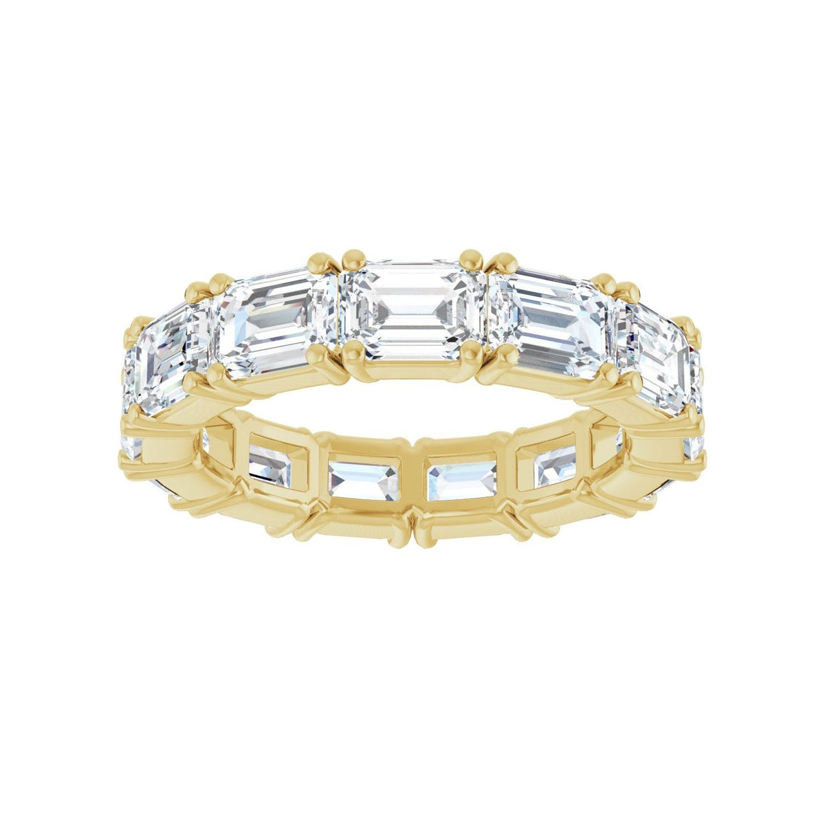 Sapphire Row Natural Diamond Emerald-Cut Eternity Band - 14K Yellow Gold, 5.8 × 4.2 mm, 8.5 (view 3)