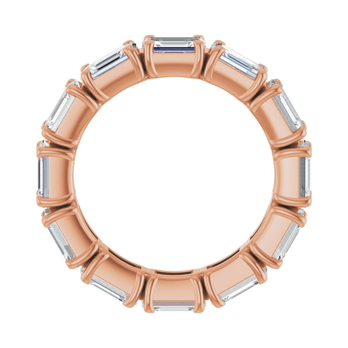 Sapphire Row Natural Diamond Emerald-Cut Eternity Band - 14K Rose Gold, 5 × 3.5 mm, 5 (view 2)