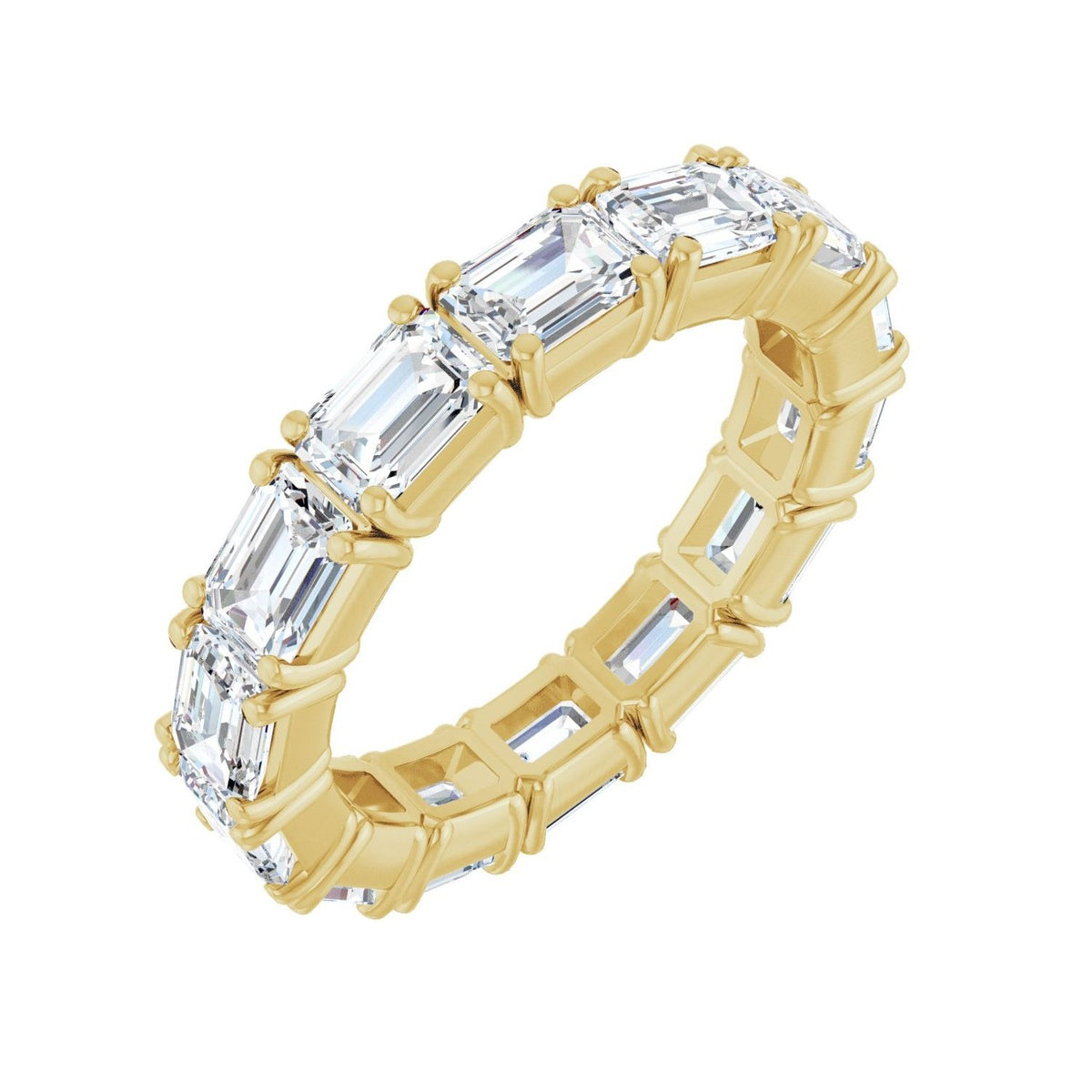 Sapphire Row Natural Diamond Emerald-Cut Eternity Band - 14K Yellow Gold, 5 × 3.5 mm