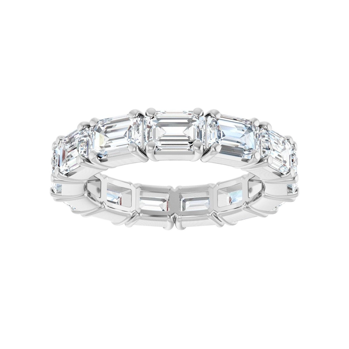 Sapphire Row Natural Diamond Emerald-Cut Eternity Band - 14K White Gold, 5 × 3.5 mm, 5.5 (view 3)