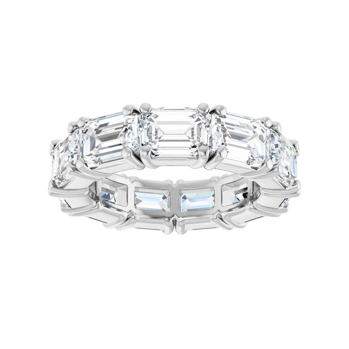 Sapphire Row Natural Diamond Emerald-Cut Eternity Band - 14K White Gold, 5.8 × 4.2 mm, 4 (view 3)