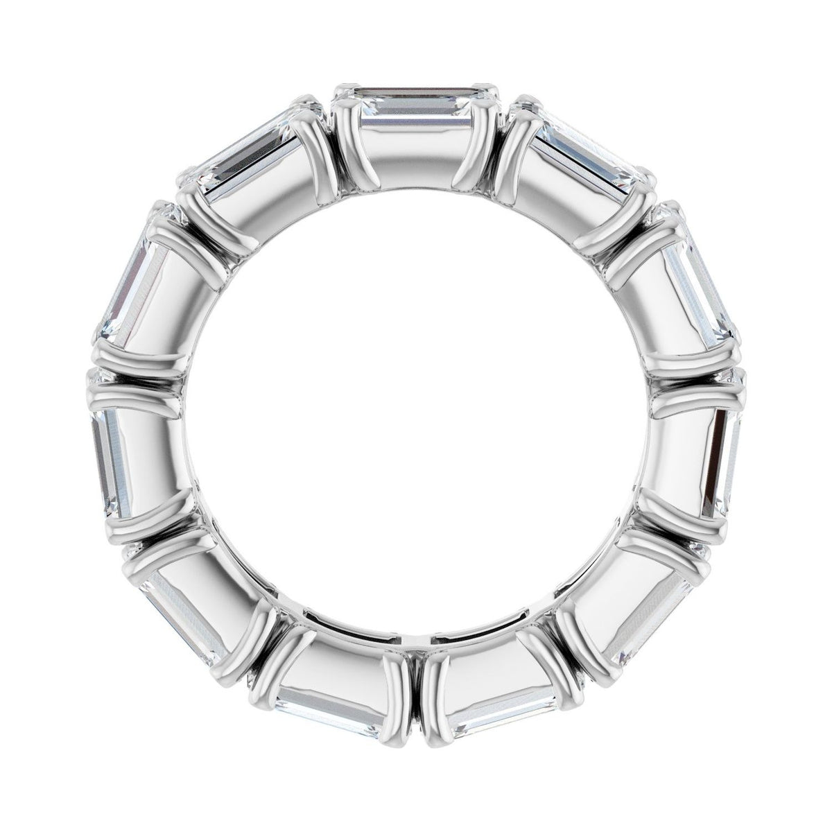 Sapphire Row Natural Diamond Emerald-Cut Eternity Band - 14K White Gold, 5.8 × 4.2 mm, 5 (view 2)