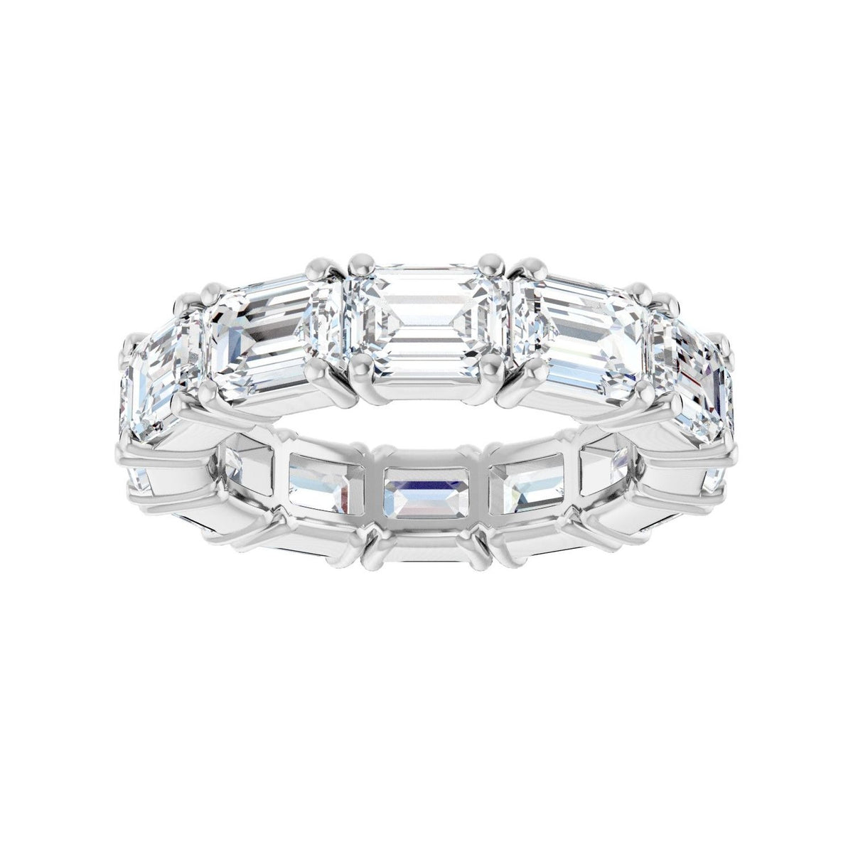 Sapphire Row Natural Diamond Emerald-Cut Eternity Band - 14K White Gold, 5.8 × 4.2 mm, 6 (view 3)