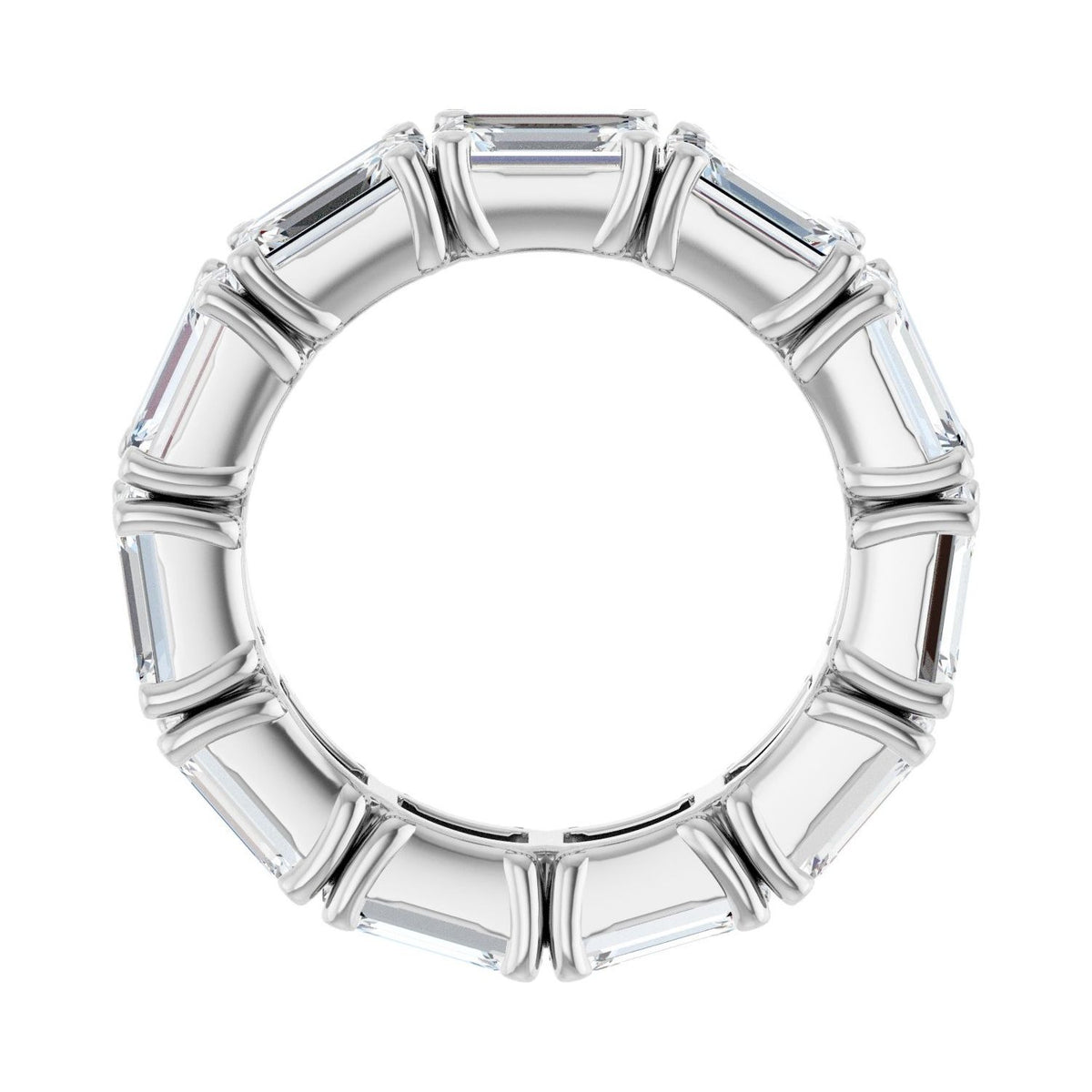 Sapphire Row Natural Diamond Emerald-Cut Eternity Band - Platinum, 5.8 × 4.2 mm, 4.5 (view 2)