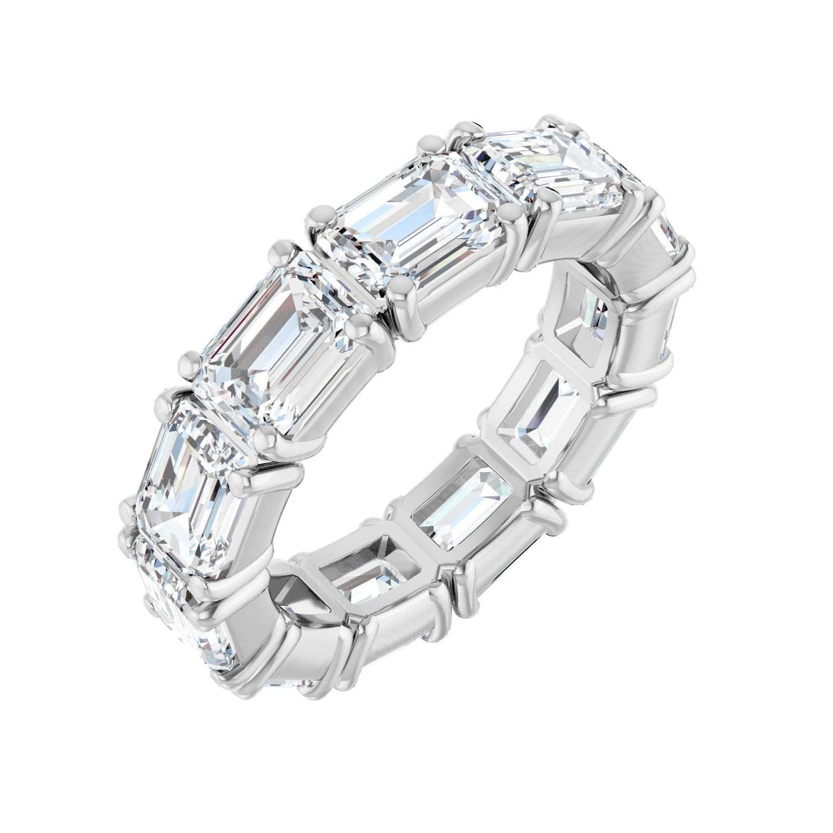 Sapphire Row Natural Diamond Emerald-Cut Eternity Band - Platinum, 5.8 × 4.2 mm, 5.5
