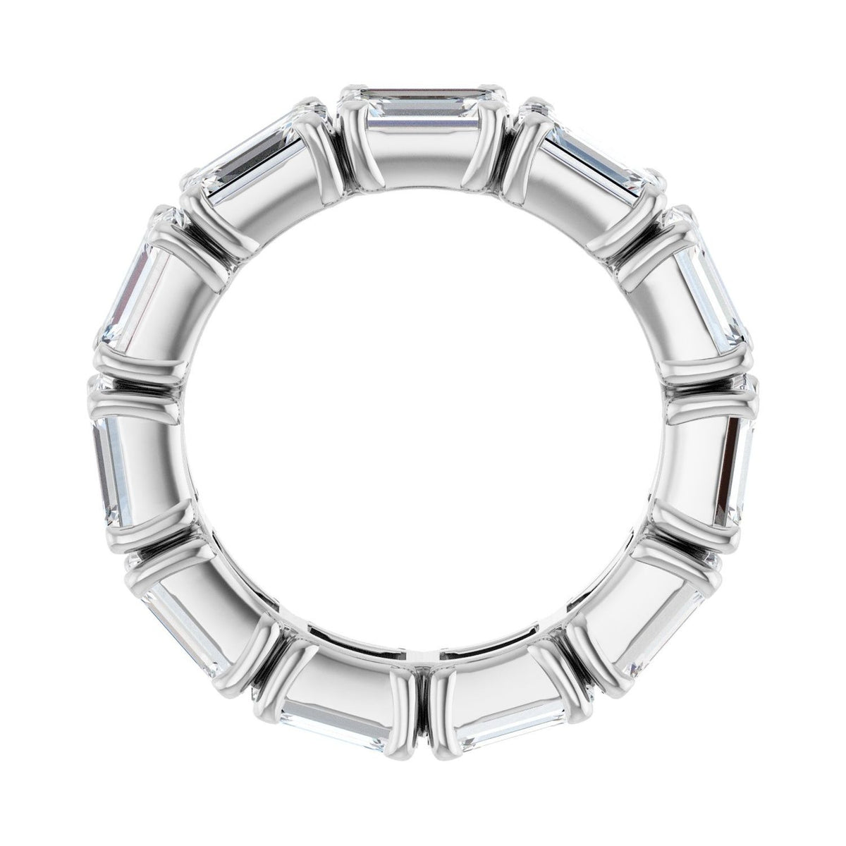 Sapphire Row Natural Diamond Emerald-Cut Eternity Band - Platinum, 5.8 × 4.2 mm, 5.5 (view 2)