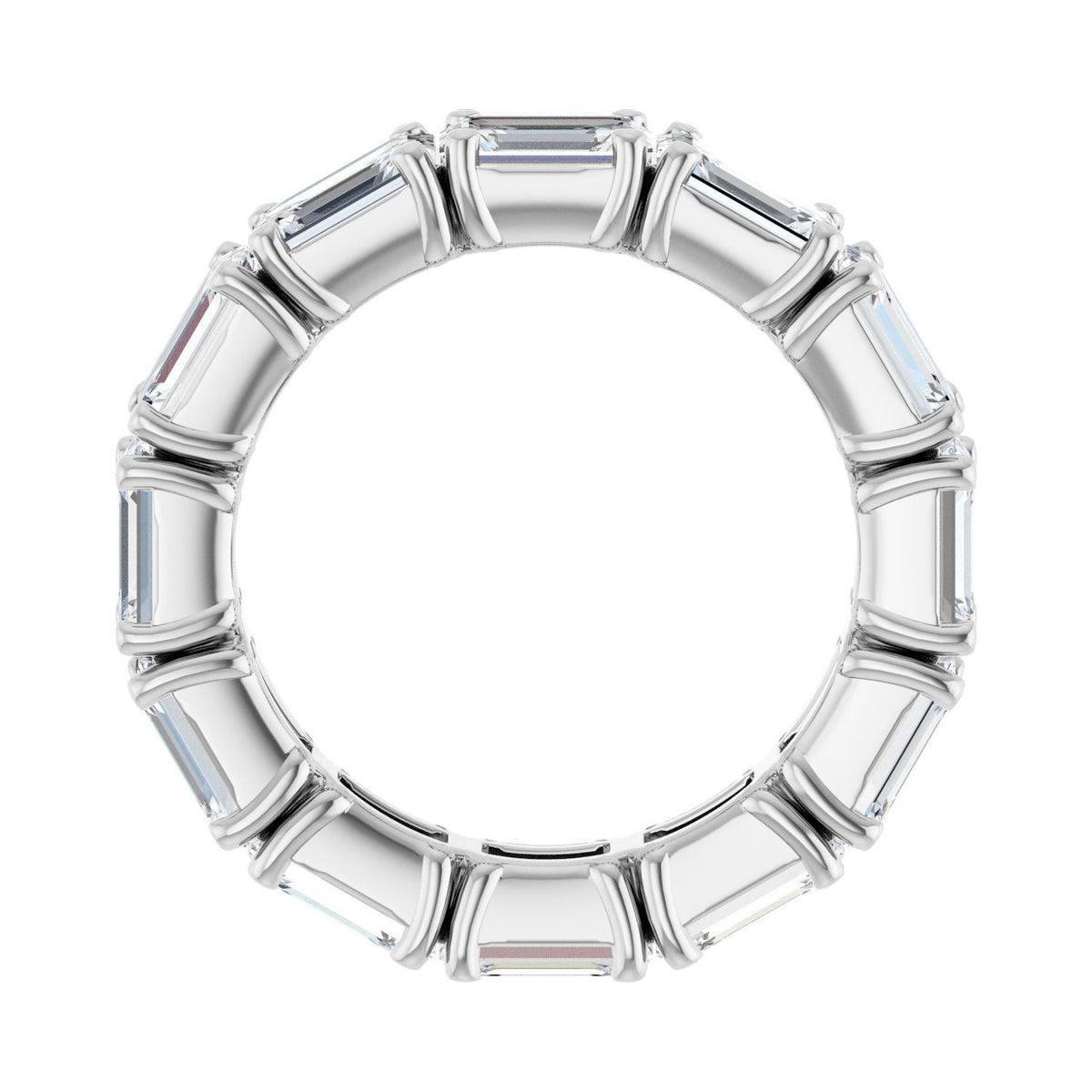 Sapphire Row Natural Diamond Emerald-Cut Eternity Band - Platinum, 5.8 × 4.2 mm, 6.5 (view 2)