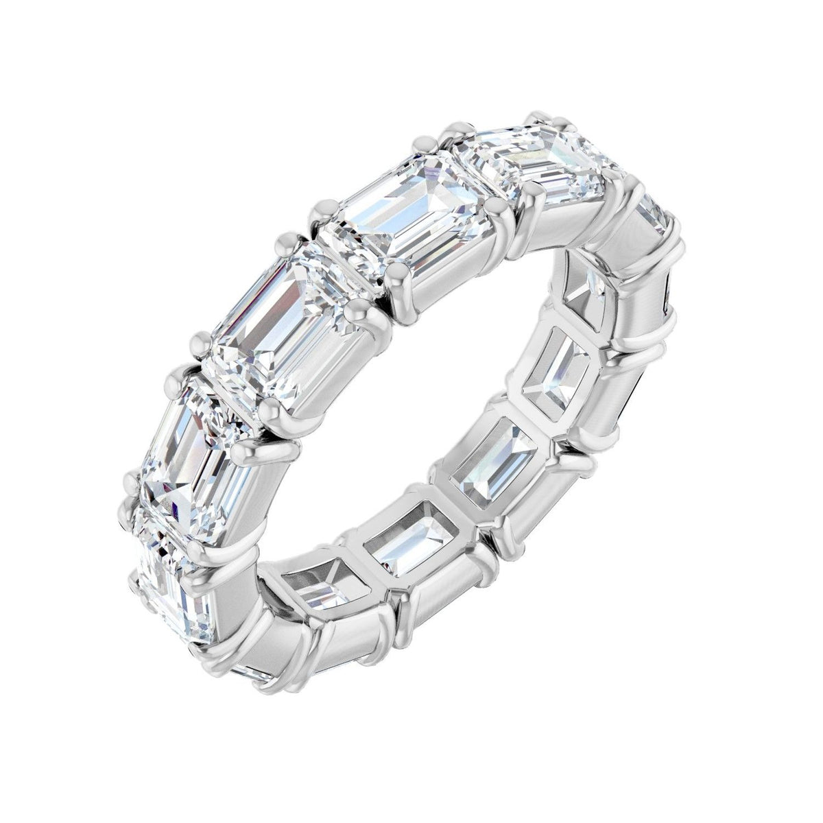 Sapphire Row Natural Diamond Emerald-Cut Eternity Band - Platinum, 5.8 × 4.2 mm, 7.5
