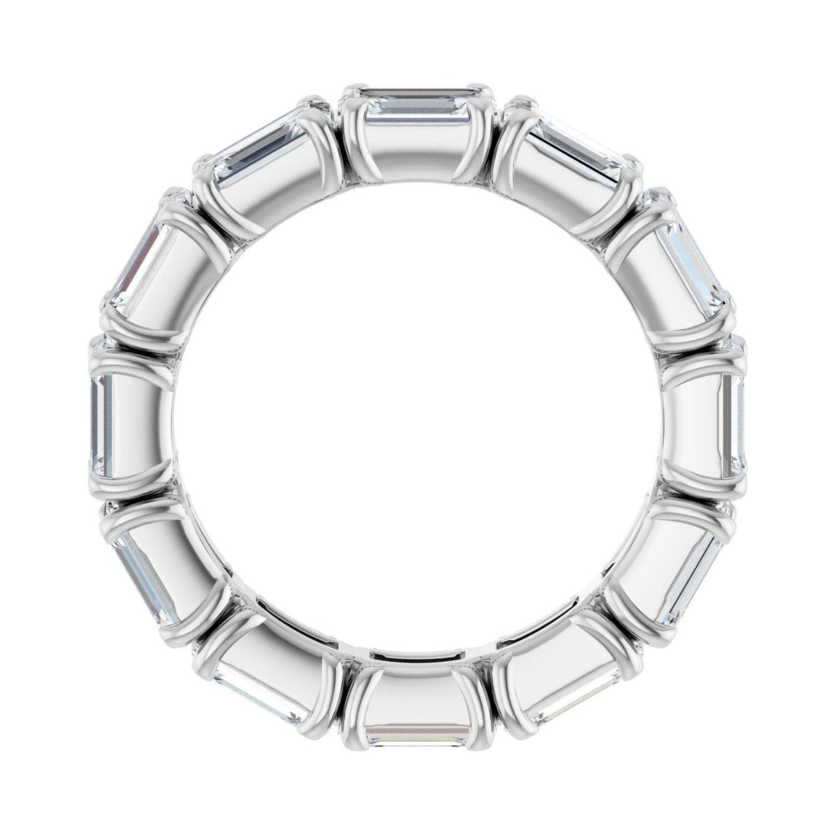 Sapphire Row Natural Diamond Emerald-Cut Eternity Band - Platinum, 5.8 × 4.2 mm, 7.5 (view 2)