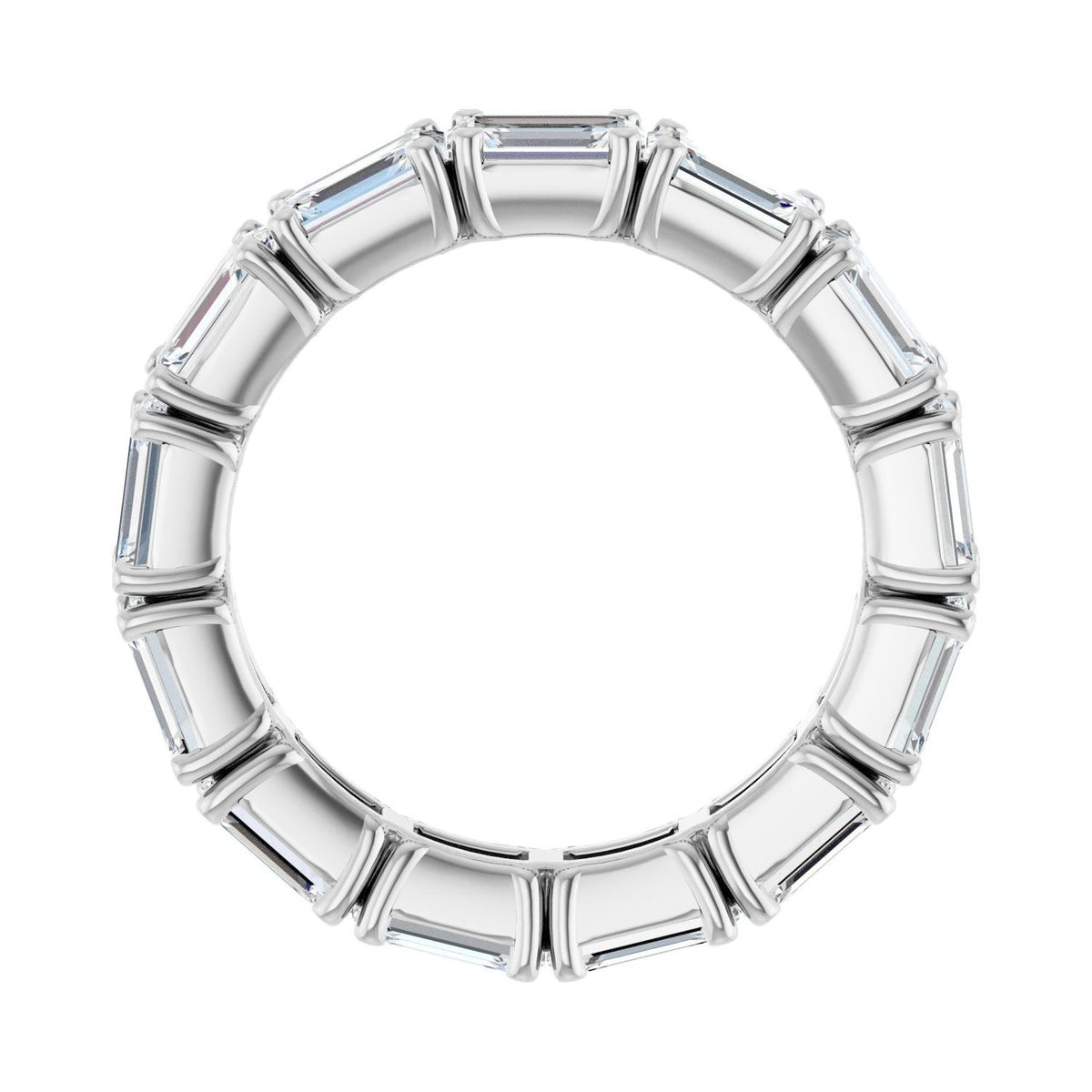 Sapphire Row Natural Diamond Emerald-Cut Eternity Band - Platinum, 5.8 × 4.2 mm, 8.5 (view 2)