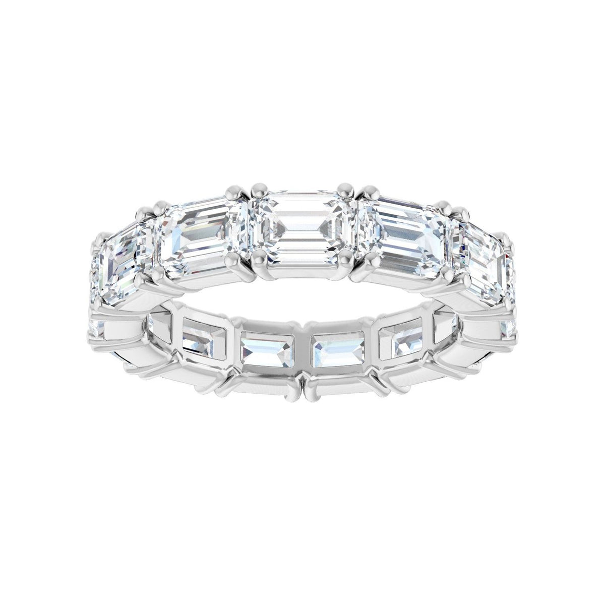 Sapphire Row Natural Diamond Emerald-Cut Eternity Band - Platinum, 5.8 × 4.2 mm, 8.5 (view 3)