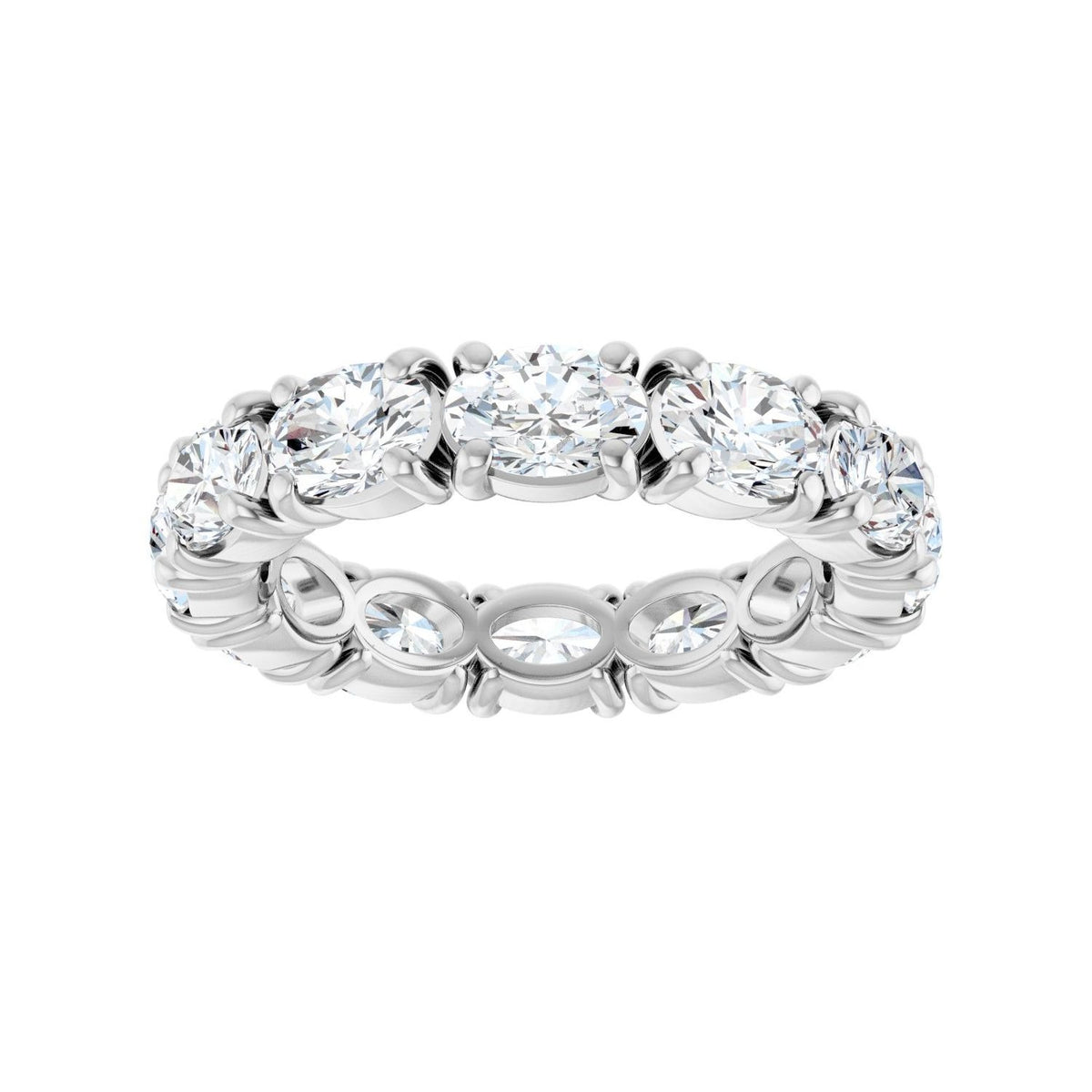 Sapphire Row Natural Diamond Oval Eternity Band - 14K White Gold, 5 × 3.5 mm, 5 (view 3)