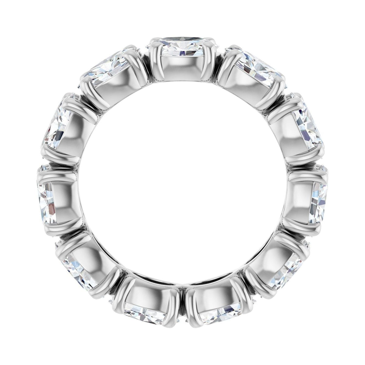 Sapphire Row Natural Diamond Oval Eternity Band - 14K White Gold, 6 × 4 mm, 6.5 (view 2)