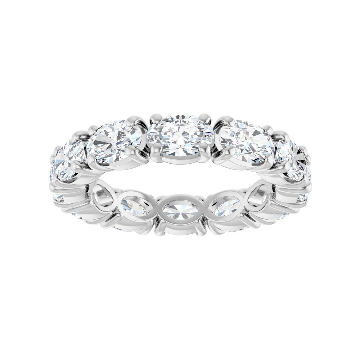 Sapphire Row Natural Diamond Oval Eternity Band - 14K White Gold, 6 × 4 mm, 8.5 (view 3)