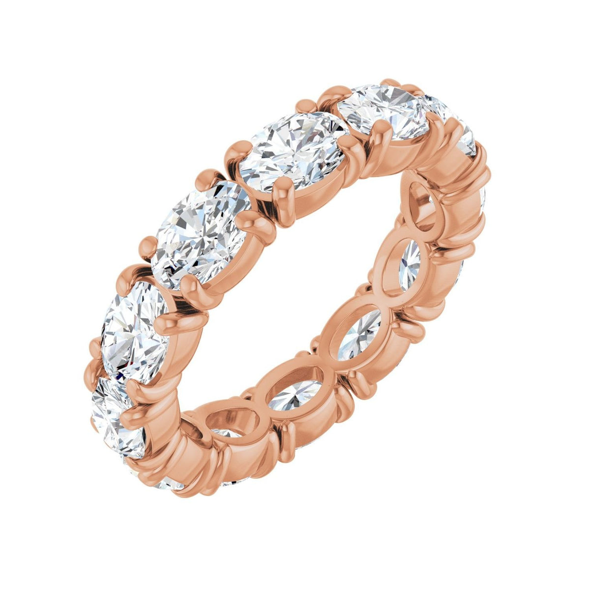 Sapphire Row Natural Diamond Oval Eternity Band - 14K Rose Gold, 5 × 3.5 mm, 4.5