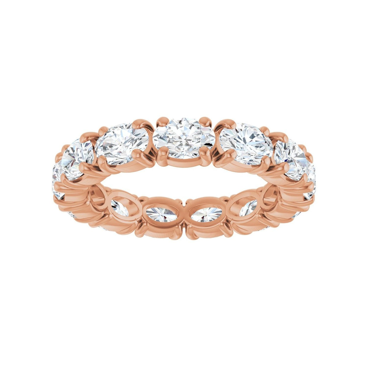 Sapphire Row Natural Diamond Oval Eternity Band - 14K Rose Gold, 5 × 3.5 mm, 6.5 (view 3)