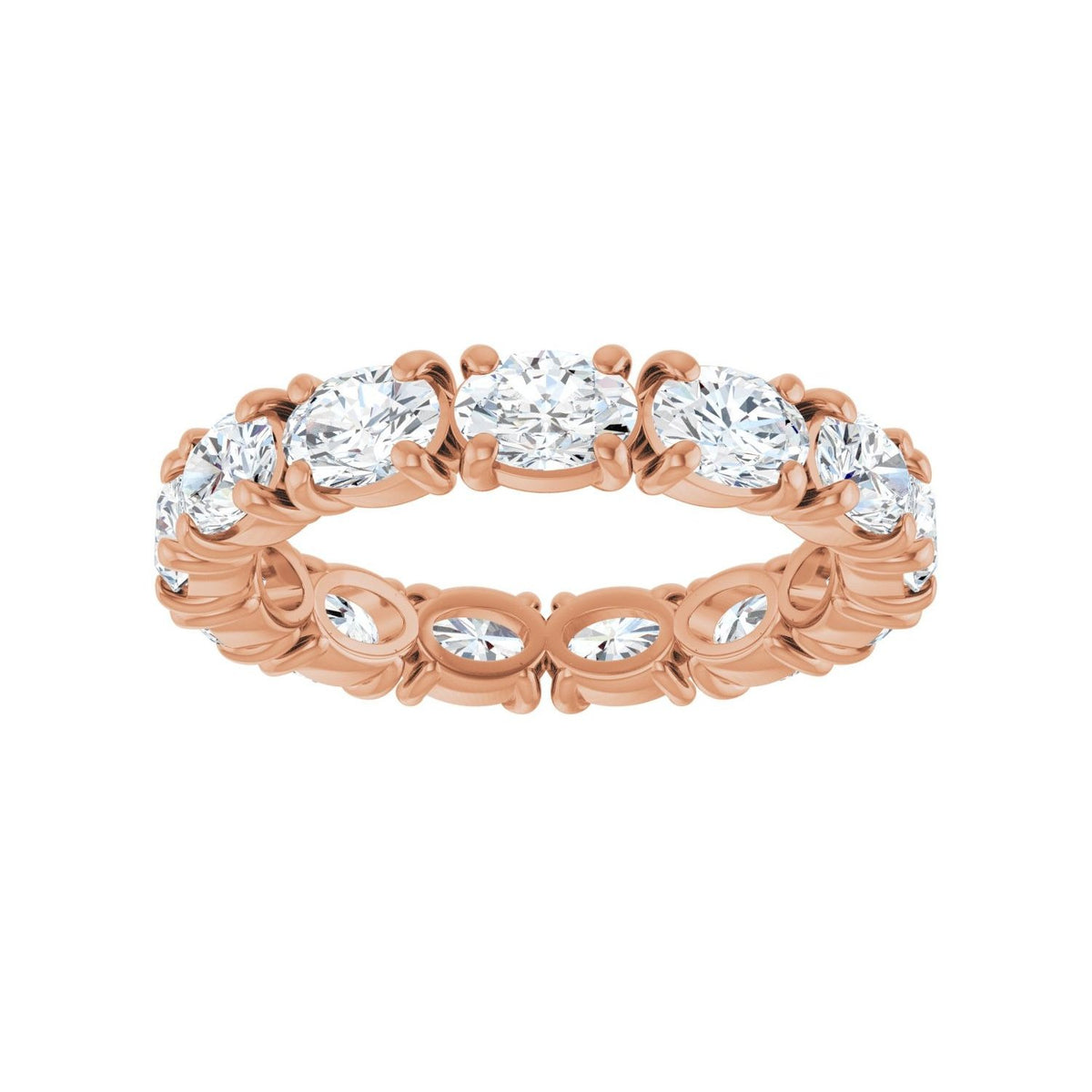 Sapphire Row Natural Diamond Oval Eternity Band - 14K Rose Gold, 5 × 3.5 mm, 7.5 (view 3)