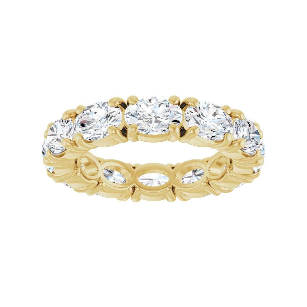 Sapphire Row Natural Diamond Oval Eternity Band - 14K Yellow Gold, 5 × 3.5 mm, 4 (view 3)